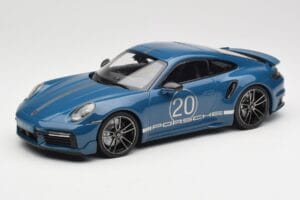 Porsche 911 992 Turbo S Sport Design Package Gentian Blue Metallic Minichamps 1:18 155069170 Fém