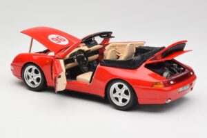 Porsche 911 993 Carrera Kabrió Piros Bburago 1:18 3090 Fém – 5. kép a 8-ből