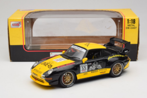 Porsche 911 993 GT2 #55 Fekete & Sárga Anson 1:18 30325-W Fém – 5. kép a 6-ből