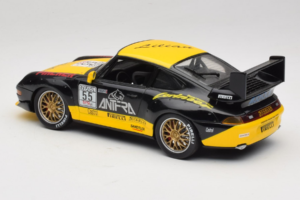 Porsche 911 993 GT2 #55 Fekete & Sárga Anson 1:18 30325-W Fém – 6. kép a 6-ből