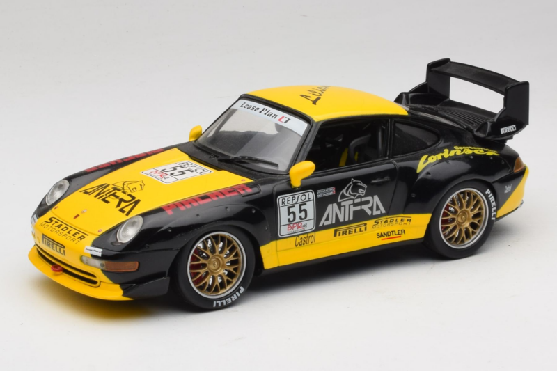 Porsche 911 993 GT2 #55 Fekete & Sárga Anson 1:18 30325-W Fém