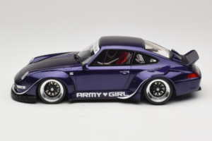 Porsche 911 993 RWB Army Girl Lila GT Spirit 1:18 GT562 Gyanta – 3. kép a 6-ből
