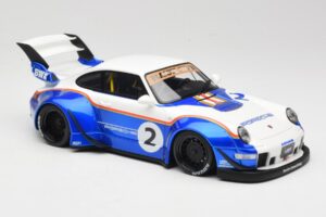 Porsche 911 993 RWB X Liberty Walk Fehér Kékkel GT Spirit 1:18 GT530 Gyanta – 4. kép a 8-ből