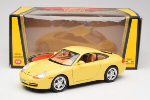 Porsche 911 996 Carrera Sárga Bburago 1:18 30085-M1 Fém – 8. kép a 8-ből