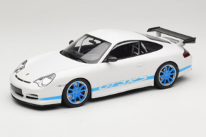 Porsche 911 996 GT3 RS Fehér Kék Csíkok Minichamps 1:18 155062021 Fém