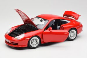 Porsche 911 996 GT3 Strasse Piros Bburago 1:18 30395 Fém – 2. kép a 8-ből