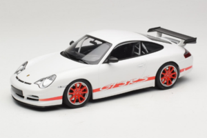 Porsche 911 996 GT3 RS Fehér Piros Csík Minichamps 1:18 155062020 Fém