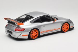 Porsche 911 997.1 GT3 RS Ezüst Narancssárga Felnikkel Minichamps 1:18 155062120 Fém – 2. kép a 6-ből