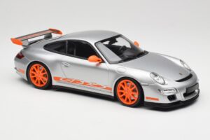Porsche 911 997.1 GT3 RS Ezüst Narancssárga Felnikkel Minichamps 1:18 155062120 Fém – 4. kép a 6-ből