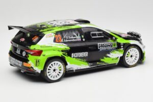 Skoda Fabia Rally2 #23 O. Solberg / E. Edmondson Rally Monte Carlo 2023 IXO 1:18 18RMC155A Fém – 2. kép a 6-ből