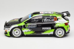 Skoda Fabia Rally2 #23 O. Solberg / E. Edmondson Rally Monte Carlo 2023 IXO 1:18 18RMC155A Fém – 3. kép a 6-ből