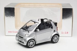 Smart Fortwo W450 Brabus Cabrio Ezüst Kereskedői Kiadás Kyosho 1:18 0017769V001C05Q00 Fém – 8. kép a 8-ből