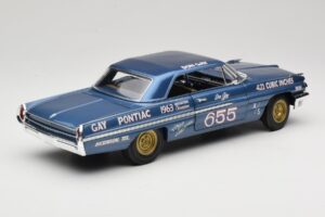 Pontiac Catalina Super Duty Super Stock #655 Kék 1962 Auto World 1:18 AW201/06 Fém – 3. kép a 8-ből