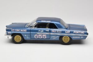 Pontiac Catalina Super Duty Super Stock #655 Kék 1962 Auto World 1:18 AW201/06 Fém – 4. kép a 8-ből