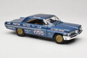 Pontiac Catalina Super Duty Super Stock #655 Kék 1962 Auto World 1:18 AW201/06 Fém – 6. kép a 8-ből