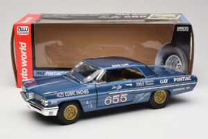 Pontiac Catalina Super Duty Super Stock #655 Kék 1962 Auto World 1:18 AW201/06 Fém – 8. kép a 8-ből