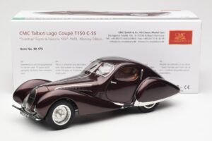 Talbot-Lago T150 C-SS Figoni & Falaschi Teardrop Sötét Bordeaux Metál CMC 1:18 M-179 Fém – 2. kép a 6-ből