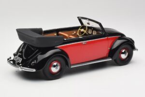 Volkswagen Beetle Kabrió Fekete & Piros Minichamps 1:18 107054132 Gyanta – 2. kép a 6-ből