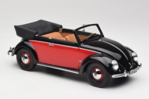 Volkswagen Beetle Kabrió Fekete & Piros Minichamps 1:18 107054132 Gyanta – 4. kép a 6-ből