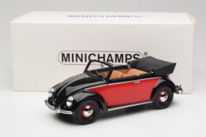 Volkswagen Beetle Kabrió Fekete & Piros Minichamps 1:18 107054132 Gyanta – 6. kép a 6-ből