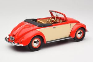 Volkswagen Beetle Hebmuller Kabrió Piros & Krém Minichamps 1:18 107054231 Gyanta – 2. kép a 6-ből