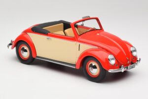 Volkswagen Beetle Hebmuller Kabrió Piros & Krém Minichamps 1:18 107054231 Gyanta – 4. kép a 6-ből
