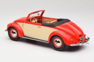 Volkswagen Beetle Hebmuller Kabrió Piros & Krém Minichamps 1:18 107054231 Gyanta – 5. kép a 6-ből