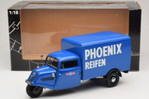Tempo Hanseat Háromkerekű Furgon Phoenix Blue Minichamps 1:18 180099040 Fém – 6. kép a 6-ből