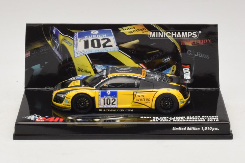 Audi R8 LMS GT3 #102 H-J. Stuck / H. Heyer Black Falcon 24 Hours of Nurburgring 2010 Minichamps 1:43 437101912 Fém