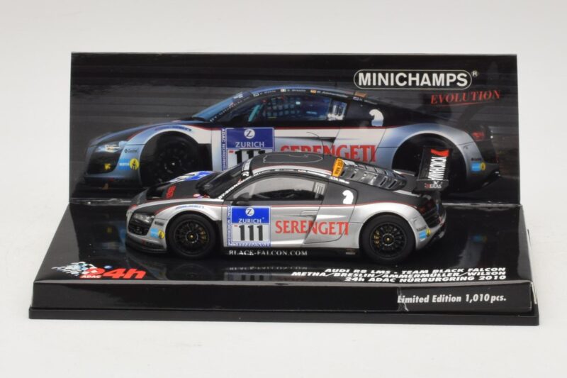 Audi R8 LMS GT3 #111 Metha / Breslin Black Falcon 24 Hours of Nurburgring 2010 Minichamps 1:43 437101911 Fém