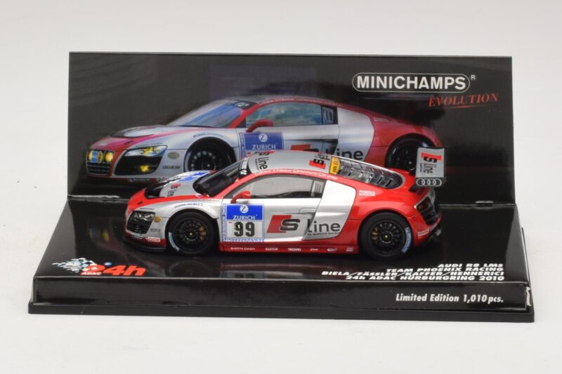 Audi R8 LMS GT3 #99 F. Biela / M. Fassler Phoenix Racing 24 Hours of Nurburgring 2010 Minichamps 1:43 437101999 Fém