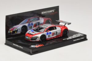 Audi R8 LMS GT3 #99 F. Biela / M. Fassler Phoenix Racing 24 Hours of Nurburgring 2010 Minichamps 1:43 437101999 Fém – 2. kép a 5-ből