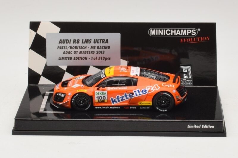 Audi R8 LMS Ultra #100 MS Racing Patel / Dobitsch ADAC GT Masters 2013 Minichamps 1:43 Audi R8 LMS Ultra #100 MS Racing Patel / Dobitsch ADAC GT Masters 2013 Minichamps 1:43 437130100 Fém