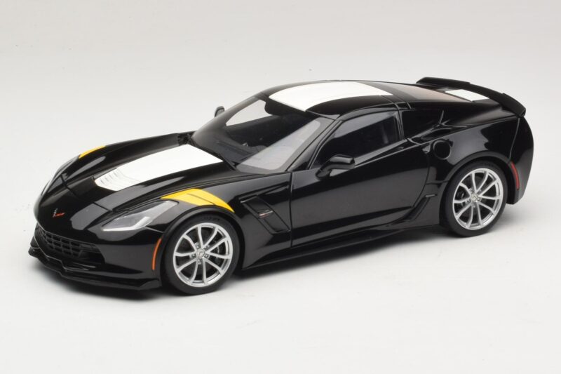 Chevrolet Corvette C7 Grand Sport Fekete Fehér Csíkokkal AUTOart 1:18 71273 Kompozit