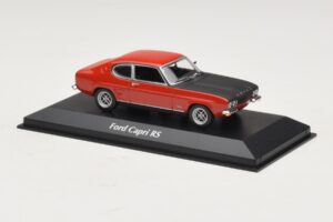 Ford Capri I Piros Fekete Motorháztetővel Maxichamps 1:43 940085801 Fém – 3. kép a 4-ből
