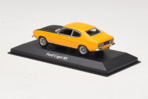 Ford Capri Mk1 RS Sárga Fekete Motorháztetővel Maxichamps 1:43 940085800 Fém – 3. kép a 4-ből
