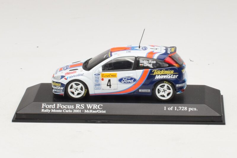 Ford Focus RS WRC #4 C. McRae / N. Grist Rally Monte Carlo 2001 Minichamps 1:43 430018904 Fém