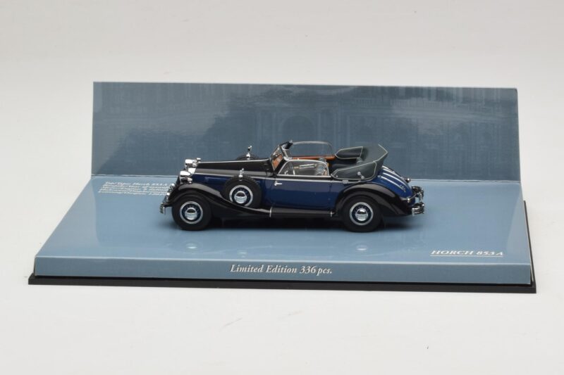 Horch 853 A Sport Cabriolet Fekete Kék Minichamps 1:43 436012036 Fém