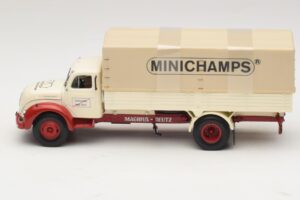 Magirus-Deutz S 7500 Jupiter Platós Teherautó Fehér Piros Minichamps 1:43 439141022 Fém – 3. kép a 6-ből