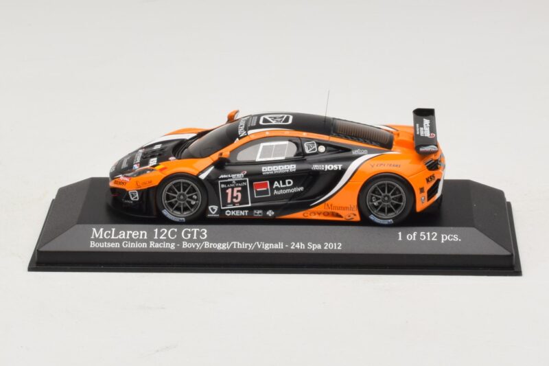 McLaren MP4-12C GT3 #15 Boutsen Racing Bovy / Broggi 24 Hours of Spa 2012 Minichamps 1:43 437121315 Fém