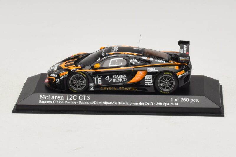 McLaren MP4-12C GT3 #16 Boutsen Racing Schmetz / Demirdjian 24 Hours of Spa 2014 Minichamps 1:43 McLaren MP4-12C GT3 #16 Boutsen Racing Schmetz / Demirdjian 24 Hours of Spa 2014 Minichamps 1:43 437141316 Fém