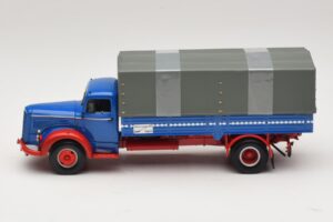 Mercedes L 315 Platós Teherautó Kék Piros Minichamps 1:43 439034420 Fém – 3. kép a 6-ből