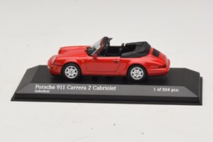 Porsche 911 964 Carrera 2 Cabriolet Piros Minichamps 1:43 430067330 Fém