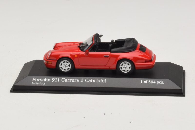 Porsche 911 964 Carrera 2 Cabriolet Piros Minichamps 1:43 430067330 Fém