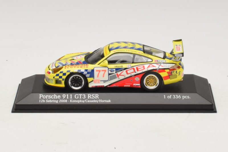 Porsche 911 997 GT3 RS #77 Konopka / Casadei 12 Hours of Sebring 2008 Minichamps 1:43 Porsche 911 997 GT3 RS #77 Konopka / Casadei 12 Hours of Sebring 2008 Minichamps 1:43 400086977 Fém