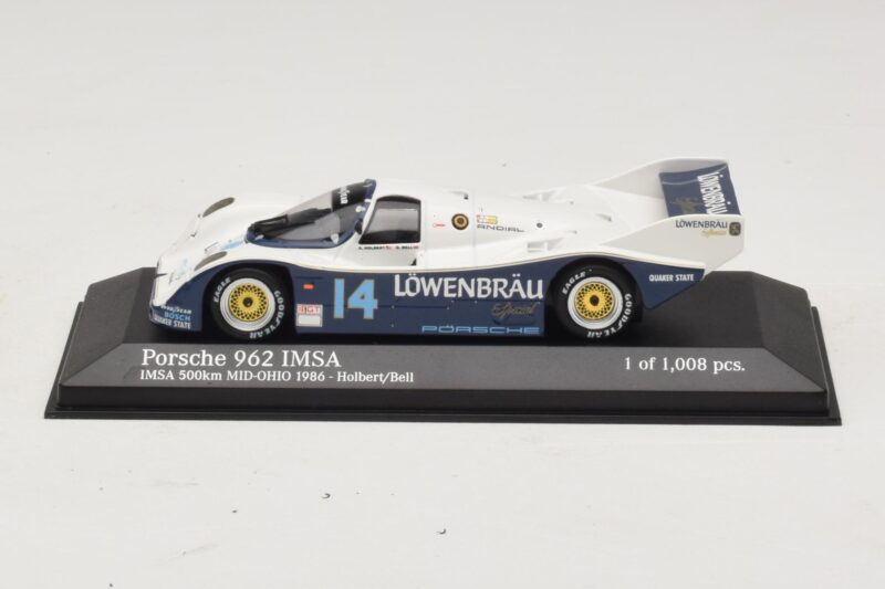 Porsche 962 IMSA #14 A. Holbert / D. Bell Mid-Ohio 500km 1986 Minichamps 1:43 400866514 Fém