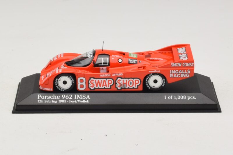 Porsche 962 IMSA #8 A.J. Foyt / B. Wollek 12 Hours of Sebring 1985 Minichamps 1:43 Porsche 962 IMSA #8 A.J. Foyt / B. Wollek 12 Hours of Sebring 1985 Minichamps 1:43 400856508 Fém
