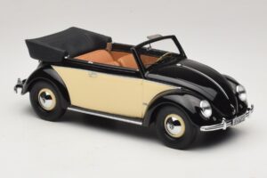 Volkswagen Beetle Kabrió Fekete Krém Minichamps 1:18 107054131 Gyanta – 4. kép a 6-ből