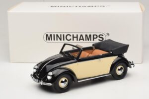 Volkswagen Beetle Kabrió Fekete Krém Minichamps 1:18 107054131 Gyanta – 6. kép a 6-ből