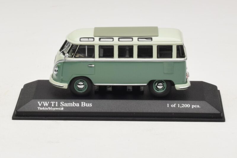 Volkswagen T1 Samba Bus Türkizkék Fehér Minichamps 1:43 430052306 Fém